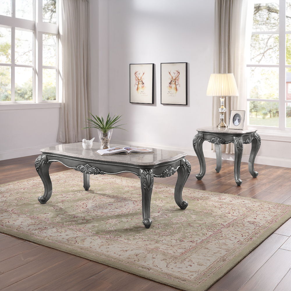 Ariadne - Coffee Table - Marble Top & Platinum