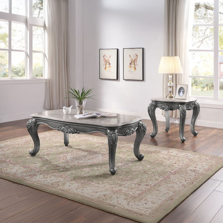 Ariadne - Coffee Table - Marble Top & Platinum