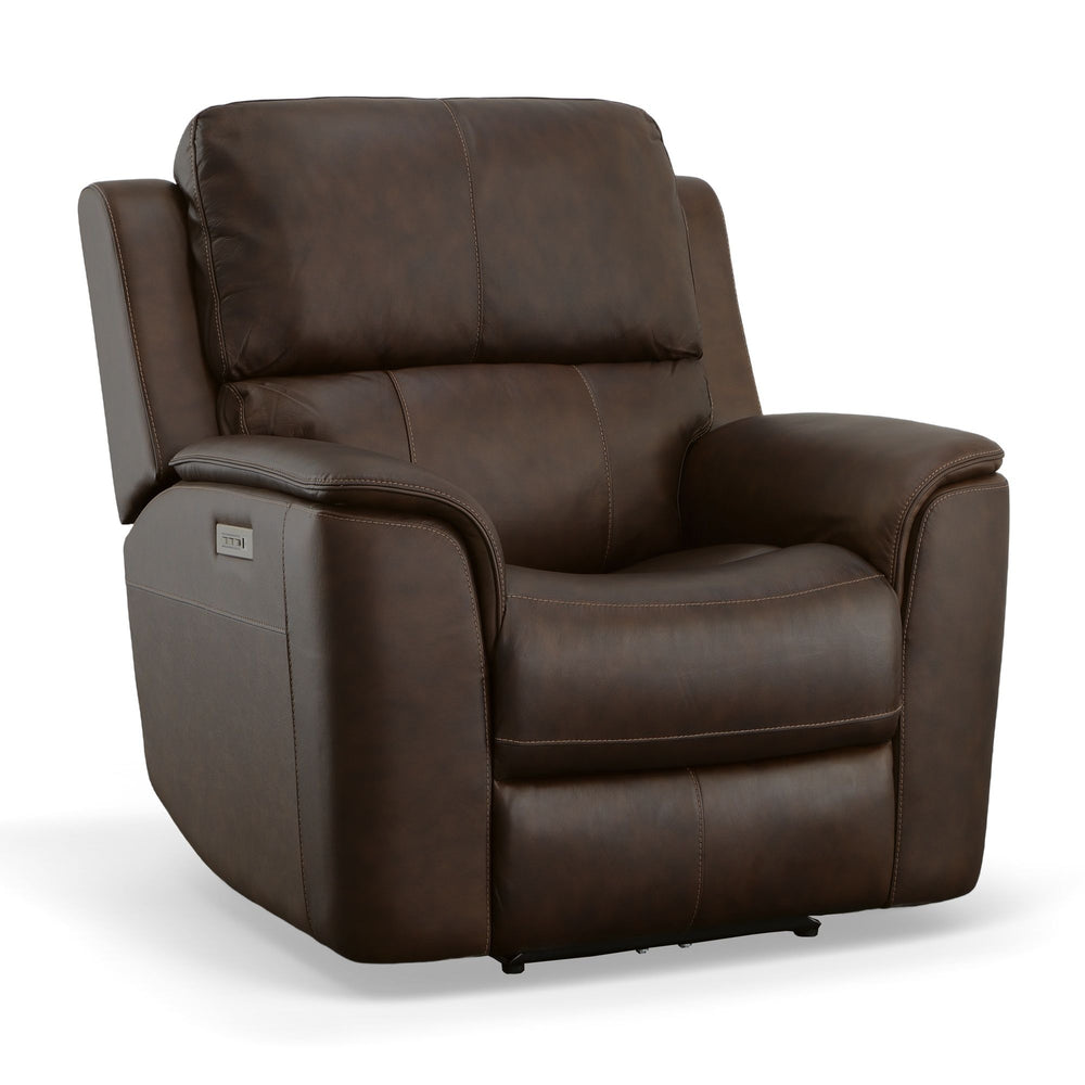 Henry Leather Power Recliner with Power Headrest & Lumbar in Burnt Umber