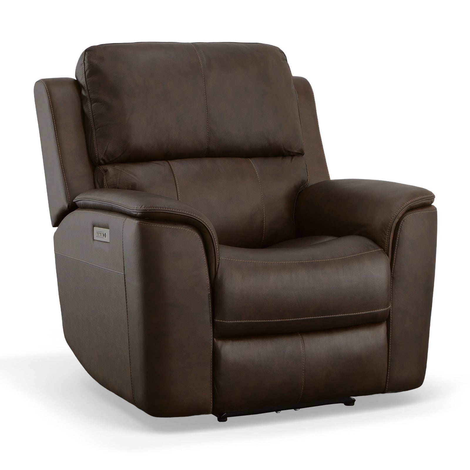 Flexsteel Henry Burnt Umber Leather Power Recliner with Power Headrest & Lumbar