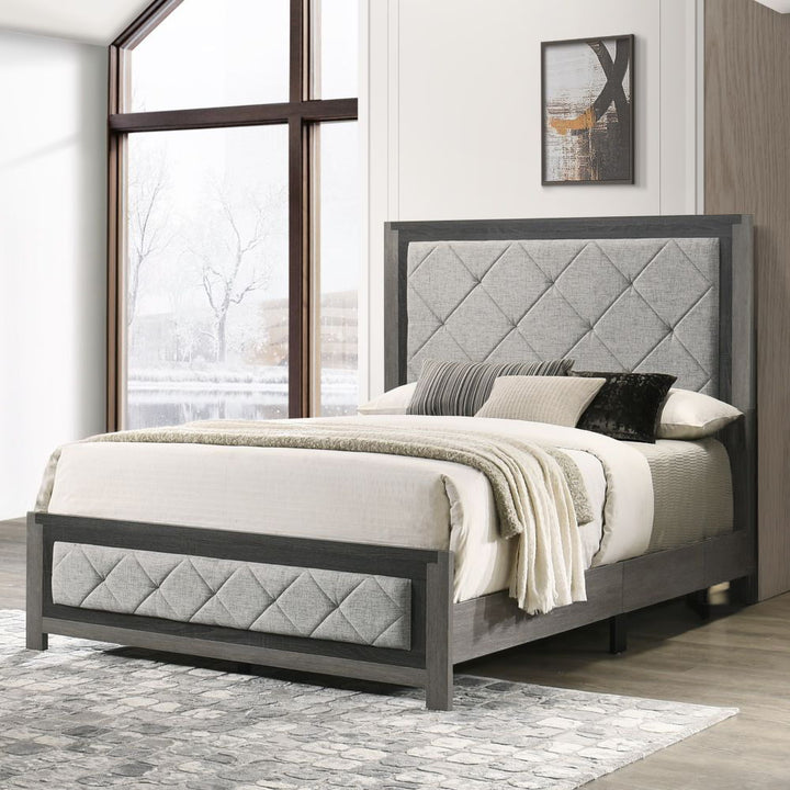 ACME Furniture Jehoram Eastern King Bed Gray Linen & Gray