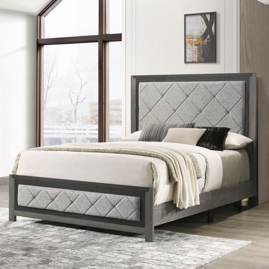 ACME Furniture Jehoram Eastern King Bed Gray Linen & Gray