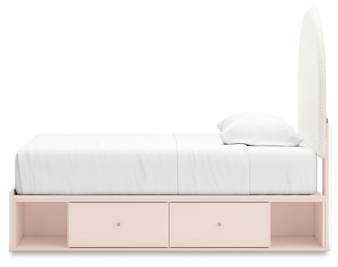 Wistenpine - Twin Upholstered Panel Bed With Under Bed Storage - Blush by Ashley Furniture product image