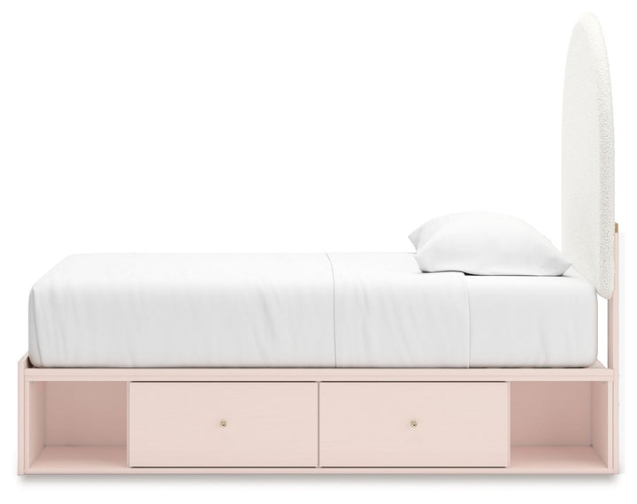 Wistenpine - Twin Upholstered Panel Bed With Under Bed Storage - Blush by Ashley Furniture product image