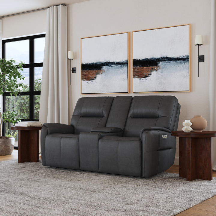 Wilson Power Reclining Loveseat With Console And Power Headrests Thunder