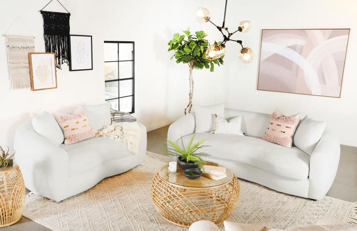 Coaster Furniture Isabella - 2 Piece Faux Sheepskin Upholstered Sofa Set - Natural