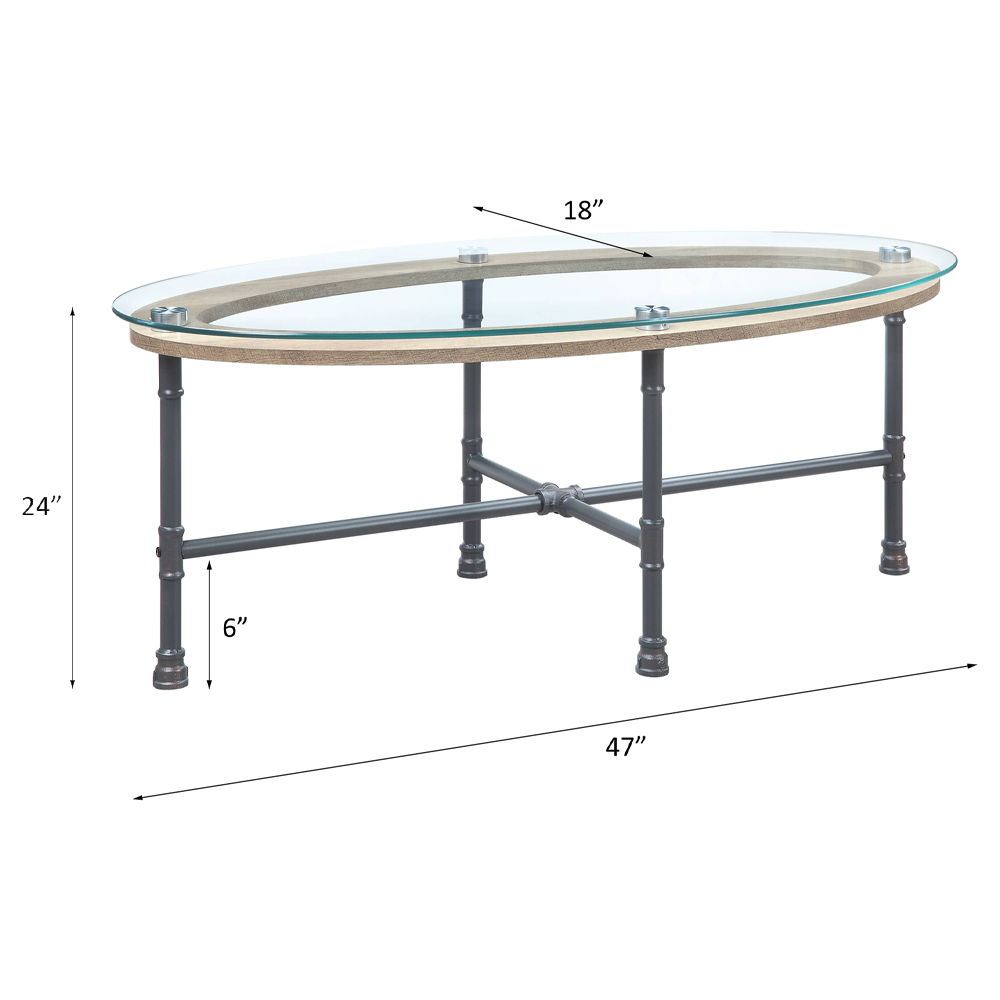 Brantley - Coffee Table - Clear Glass & Sandy Gray