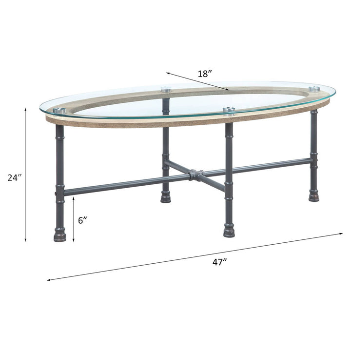 Brantley - Coffee Table - Clear Glass & Sandy Gray