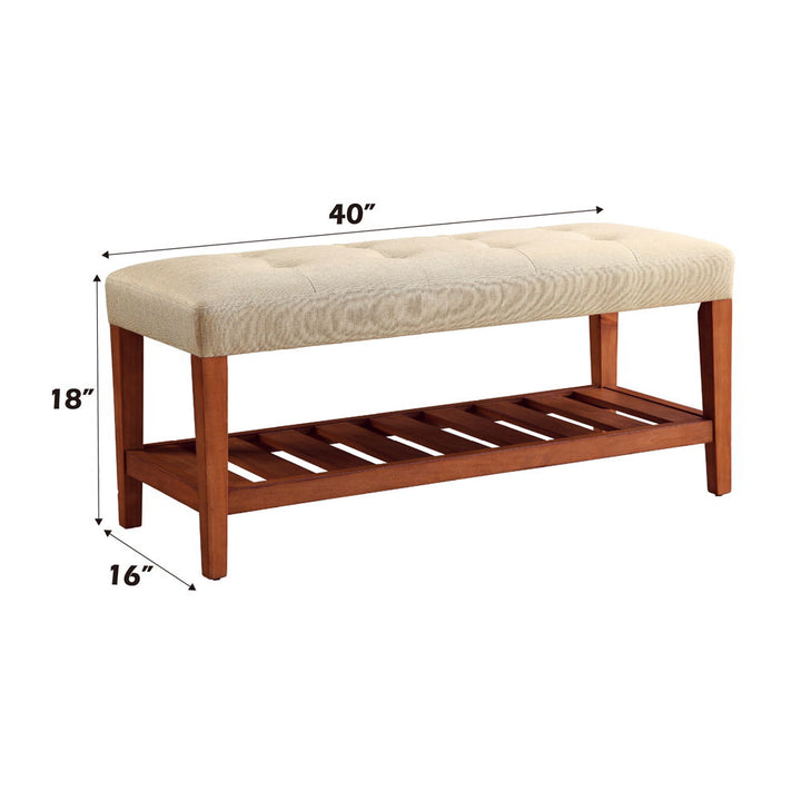 Charla - Bench - Beige Fabric & Oak