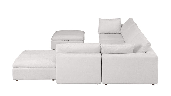 DivanItalia 1100 6-Piece Right Arm Facing 3-Seat Sectional – Top-Grain Italian Leather - Pearl