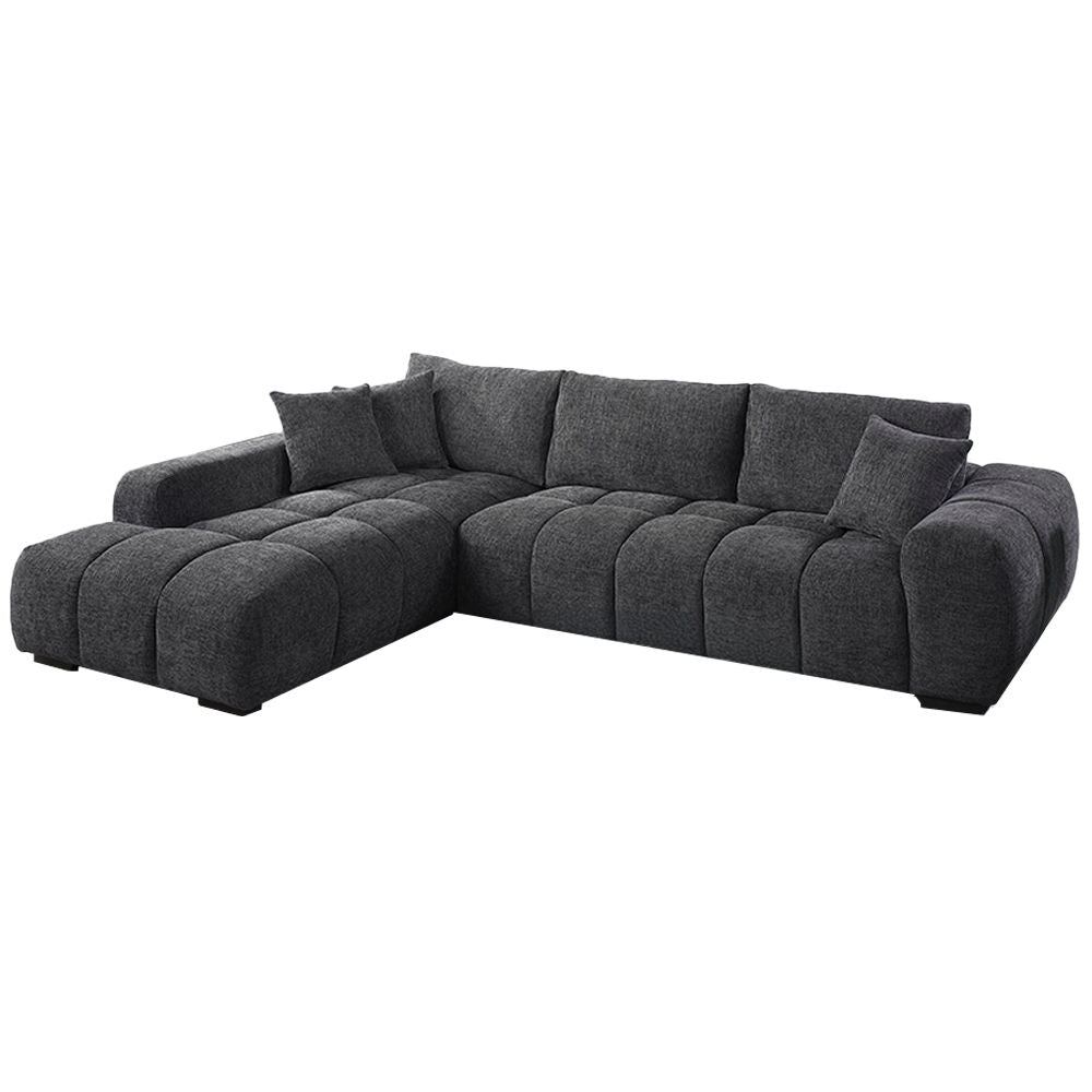 Chosen - Sectional Sofa With 3 Pillows - Gray Chenille