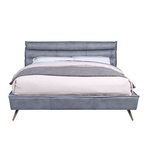 Doris - Eastern King Bed - Gray Top Grain Leather