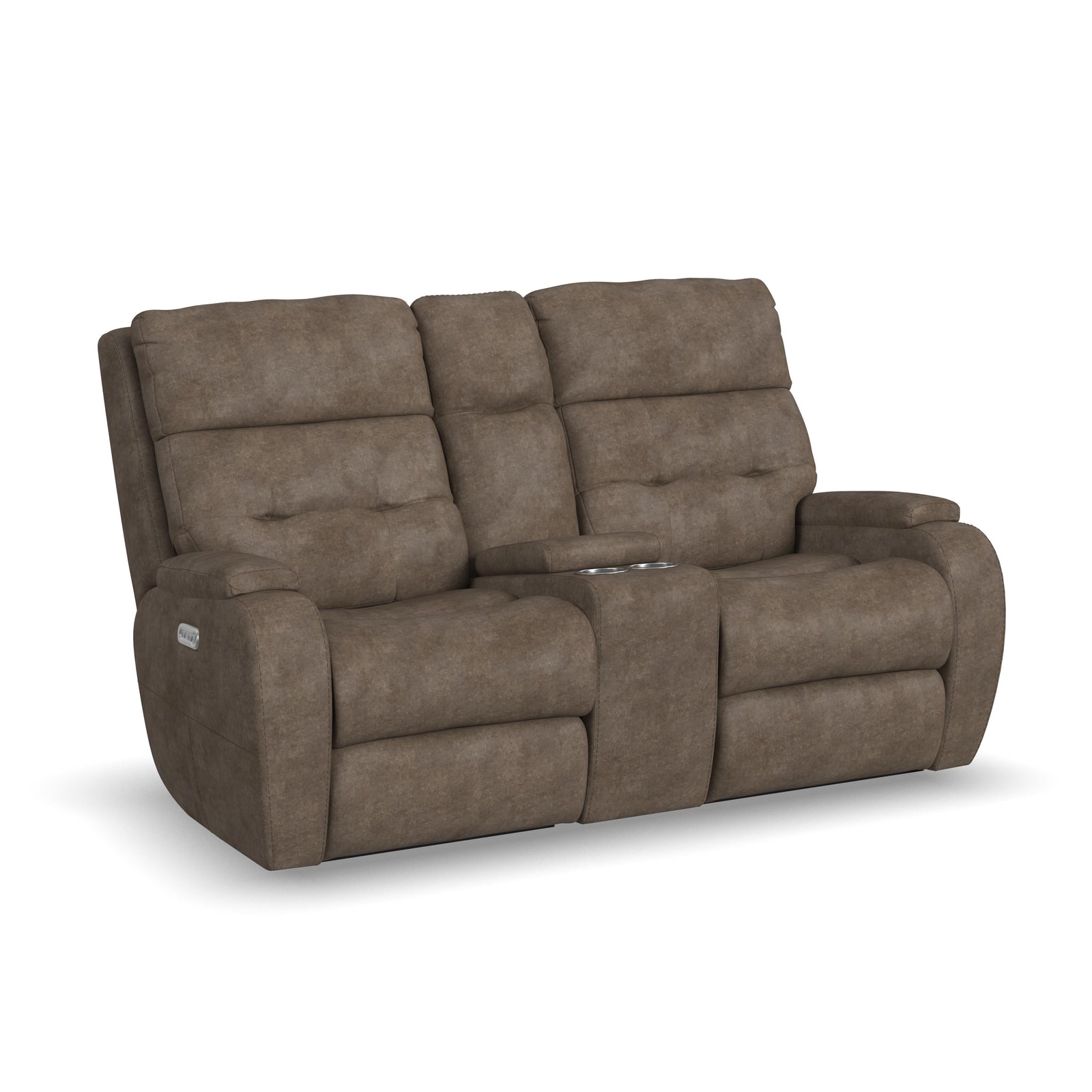 Strait  Power Reclining Loveseat With Console & Power Headrests  Dark Brown
