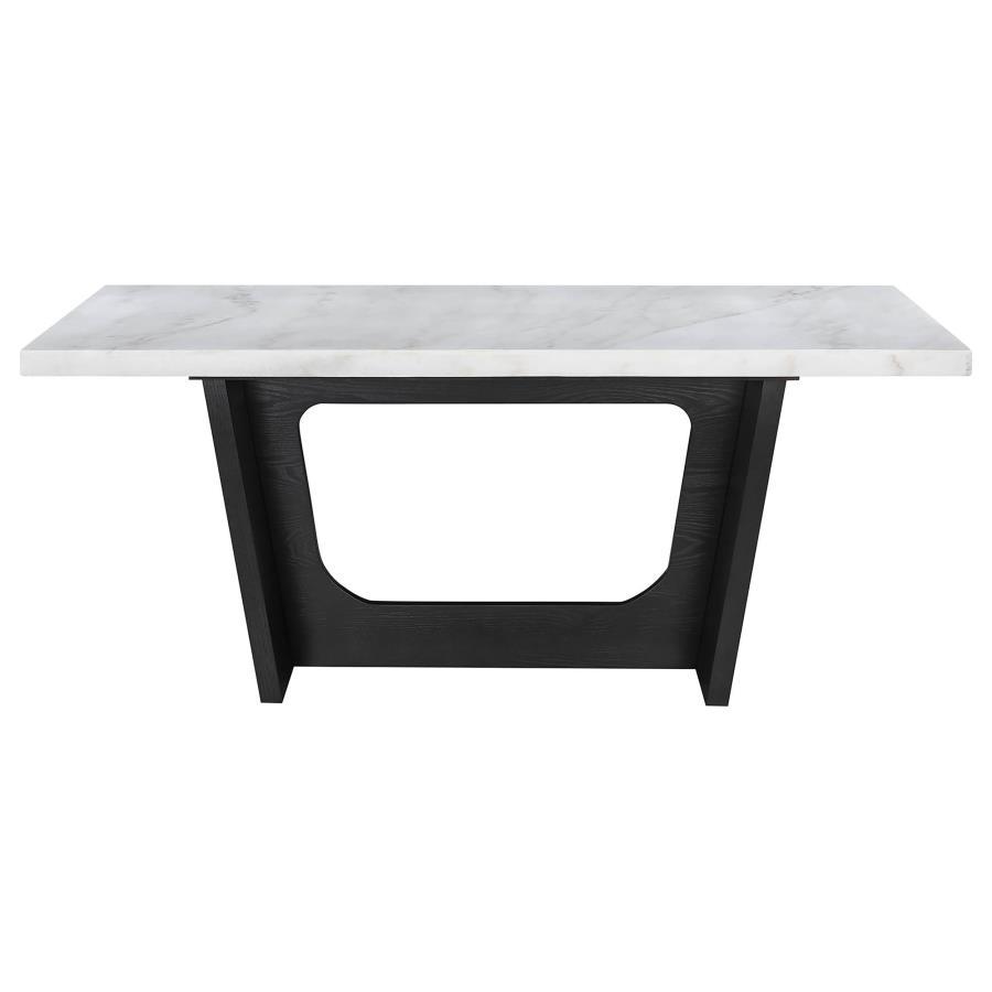 Sherry - 5 Piece Rectangular Marble Top Dining Table Set - Gray