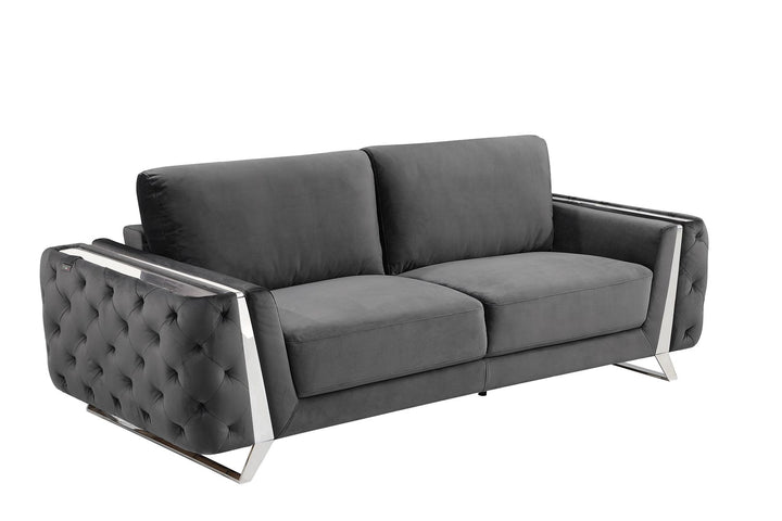 DivanItalia 1051 Sofa in Velvet Fabric - Dark Gray