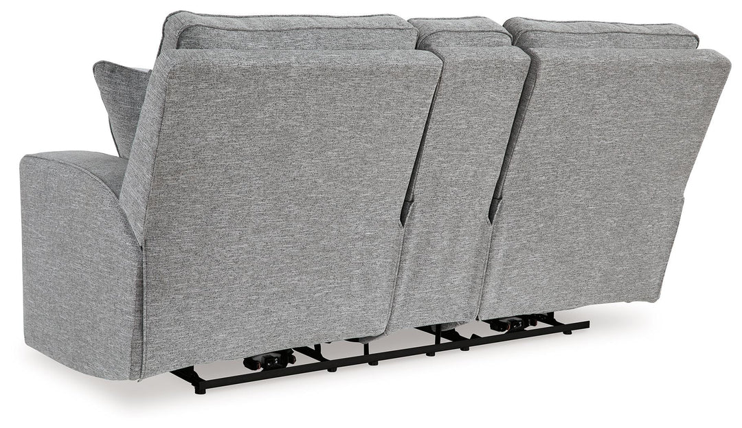 Biscoe - Power Reclining Loveseat With Console /Adj Headrest - Pewter