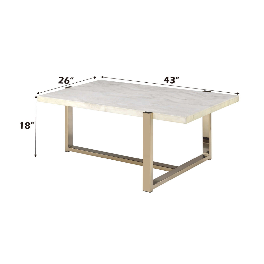 Feit - Faux Marble Top Coffee Table - White Marble