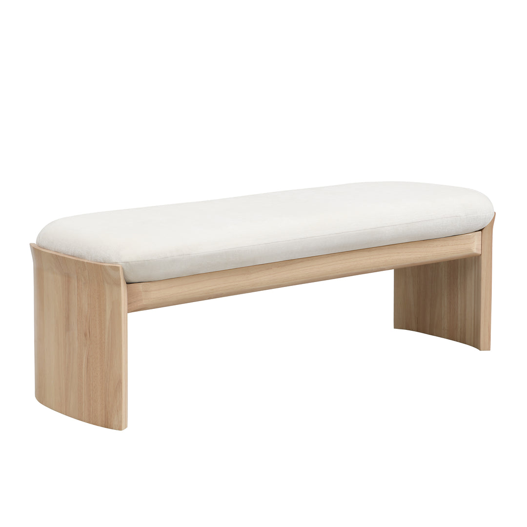 51.5" Rubberwood Upholstered Bench – Beige