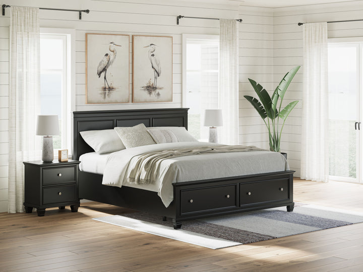 Lanolee - California King Panel Storage Bed - Black by Ashley Furniture product image
