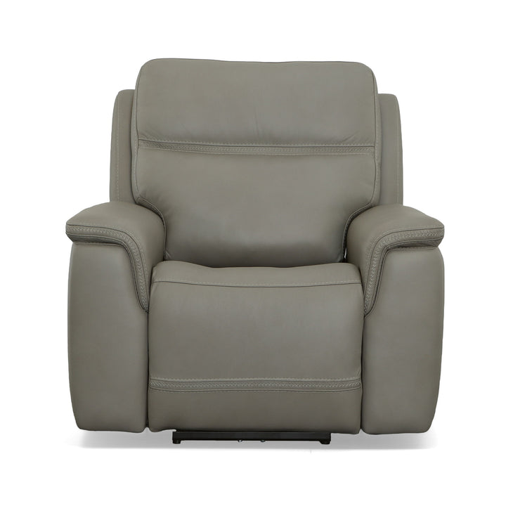 Sawyer Leather Power Recliner with Power Headrest &amp; Lumbar in Grey