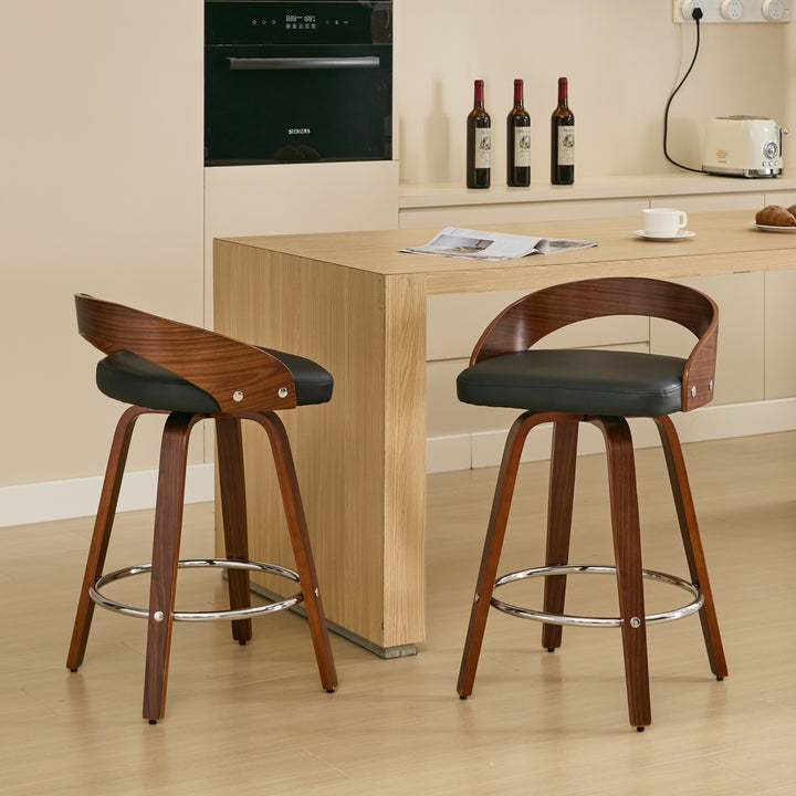 Mid-Century Modern Swivel Bar Stool (Set of 2)
