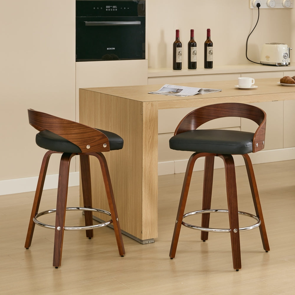 Mid-Century Modern Swivel Bar Stool (Set of 2)