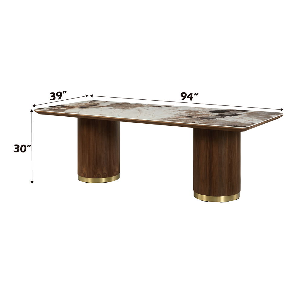 Willene - 94" Dining Table With Ceramic Top - Ceramic Top & Walnut