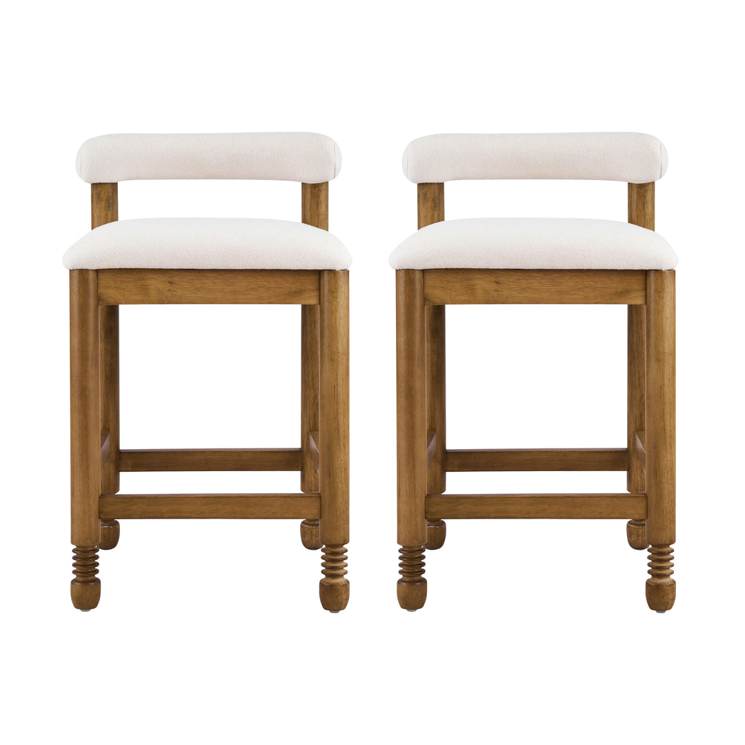Farmhouse Spindle Counter Stool – Light Walnut (Set of 2)