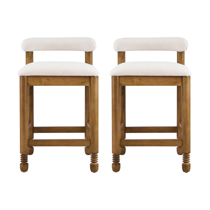Farmhouse Spindle Counter Stool – Light Walnut (Set of 2)