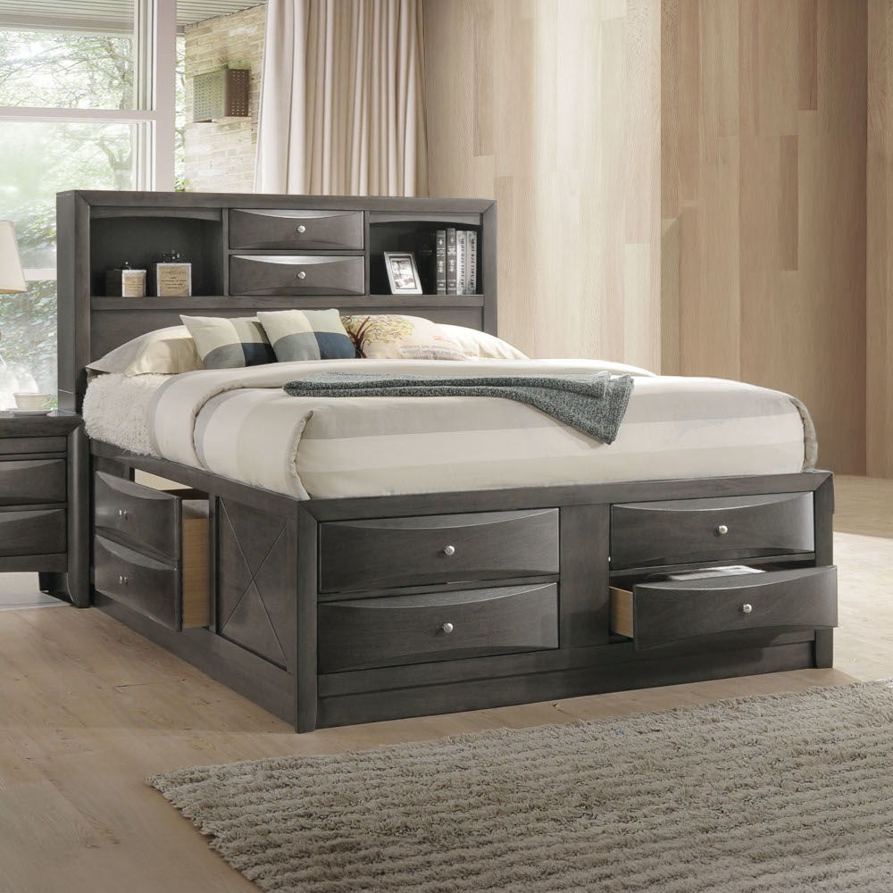 Ireland - Full Bed With Storage - Gray Oak