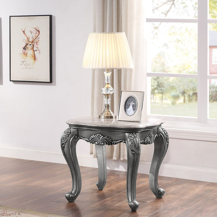 Ariadne - End Table - Marble Top & Platinum