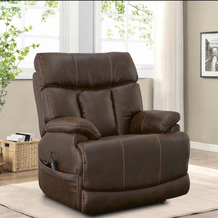 Clive Fabric Power Lift Recliner with Power Headrest &amp; Lumbar in Clove