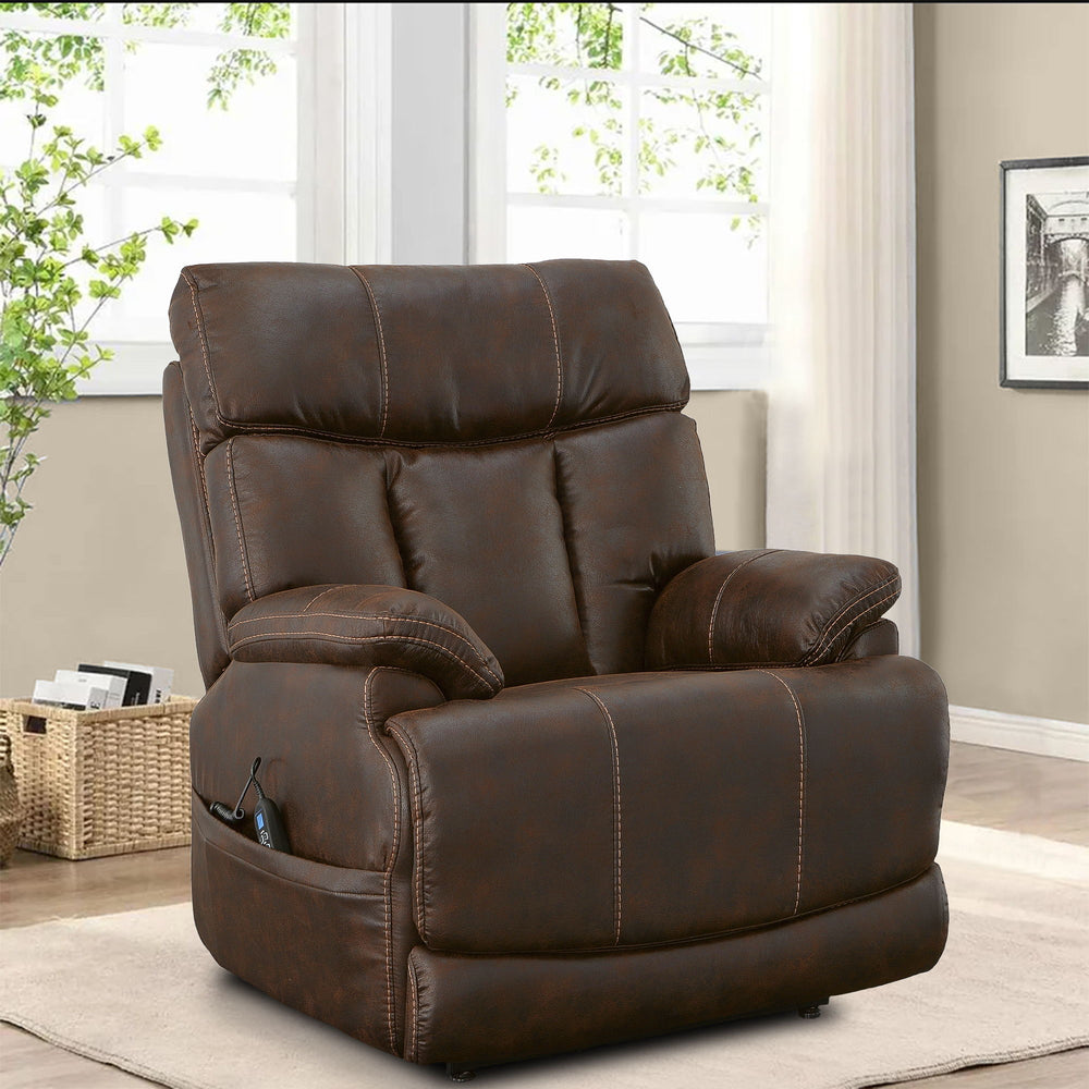 Clive Fabric Power Lift Recliner with Power Headrest & Lumbar in Clove