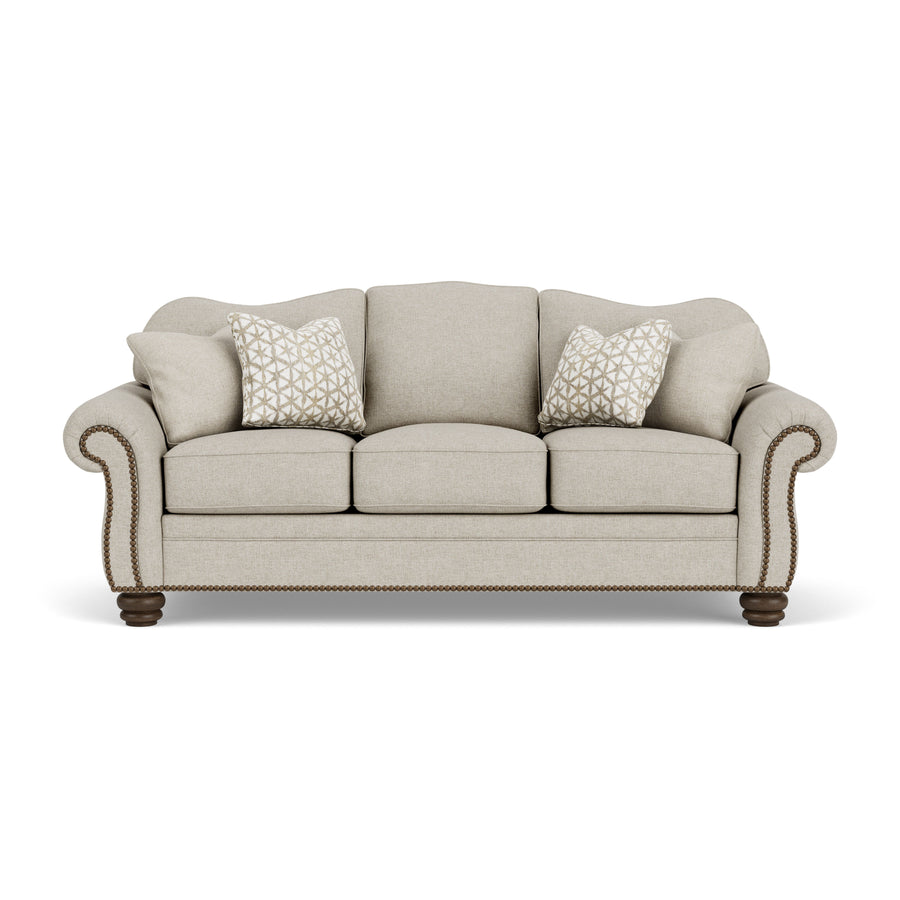Flexsteel 8648-31 Bexley  Fabric Sofa, Nailhead Trim  Beige