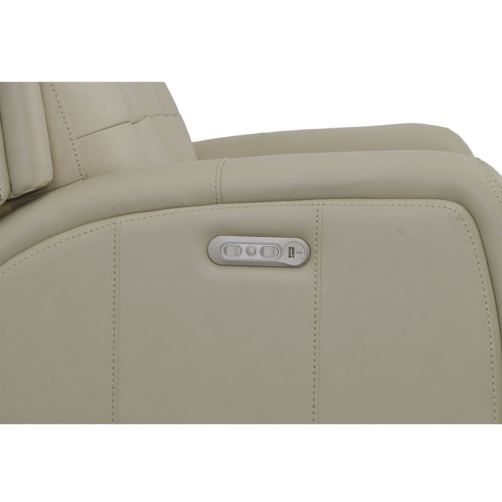 Grant Leather Power Reclining Loveseat with Power Headrests in Ivory