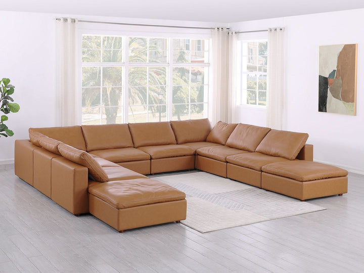DivanItalia 1100 10-Piece U-Shaped Sectional with Chaise in Top-Grain Italian Leather - Cognac