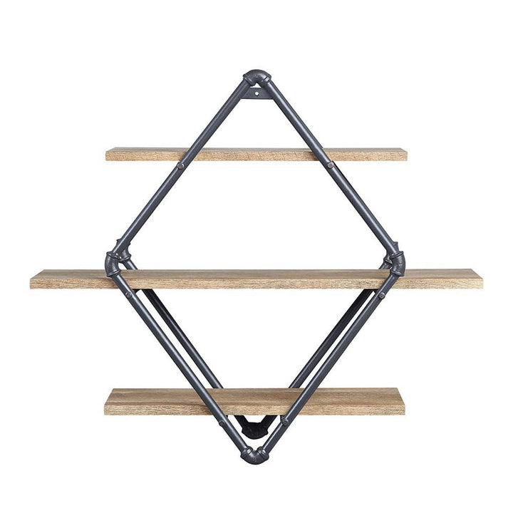 Brantley - 31" Wall Rack With 3 Shelves - Oak & Sandy Black