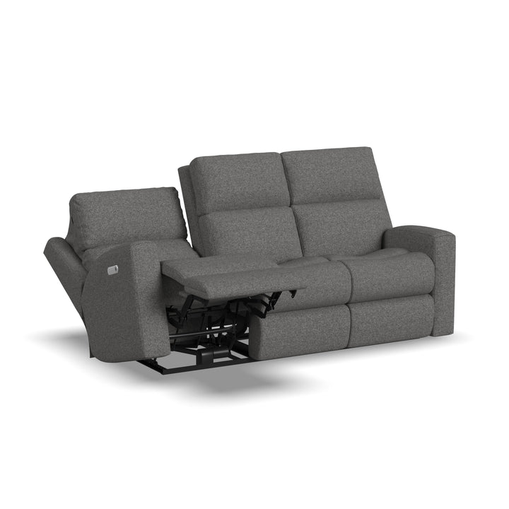 Flexsteel 2805-62L Score  Power Reclining Sofa With Power Headrests & Lumbar  Dark Gray