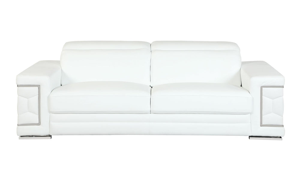 DivanItalia 692 3-Piece Sofa Set with Adjustable Headrest in Top-Grain Italian Leather - White