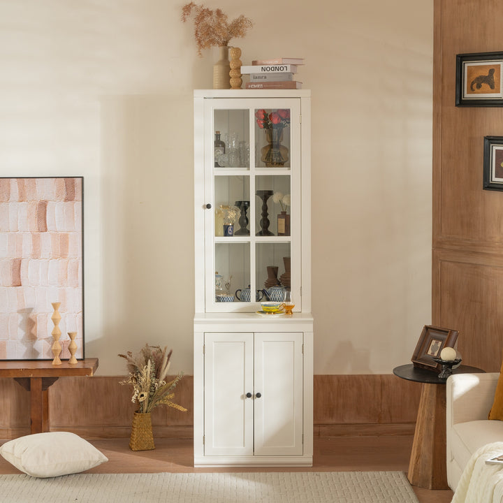 retro-style-hutch-cabinet-with-single-glass-door-white