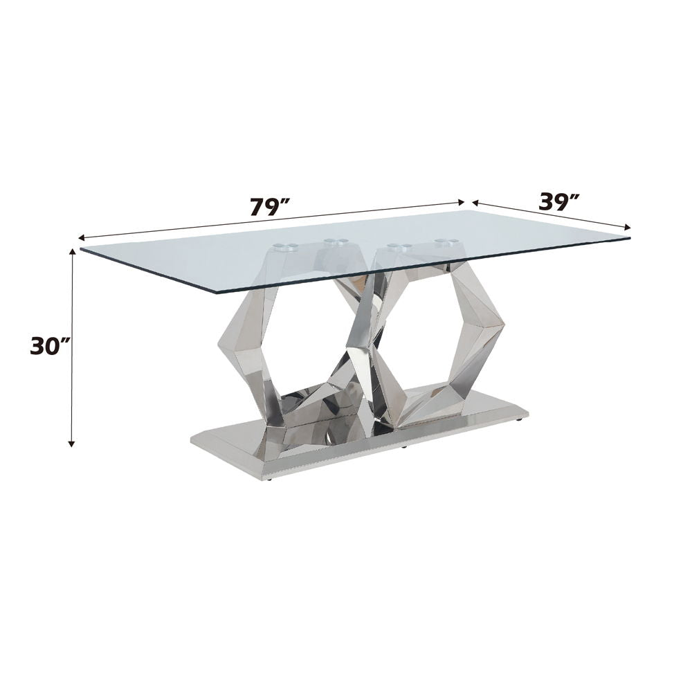 Gianna - Dining Table - Clear Glass Top & Stainless Steel