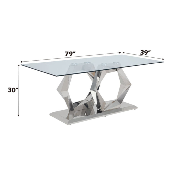 Gianna - Dining Table - Clear Glass Top & Stainless Steel