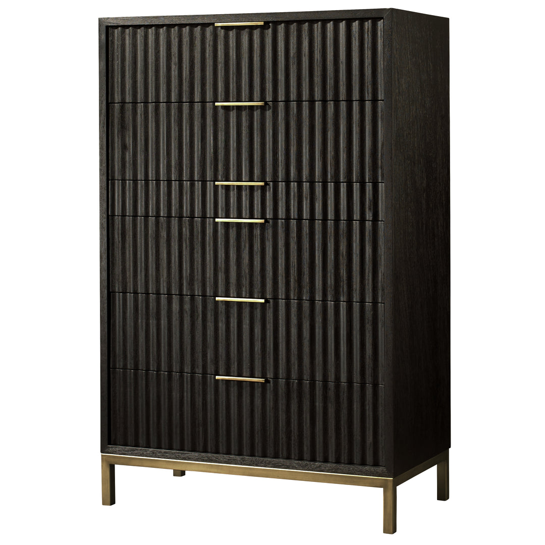 Modus Furniture 8Zu584A Kentfield Solid Wood Six Drawer Cheset In Black Drifted Oak 2024