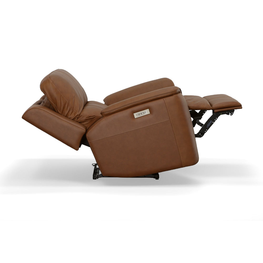 Henry Leather Power Recliner with Power Headrest & Lumbar in Caramel