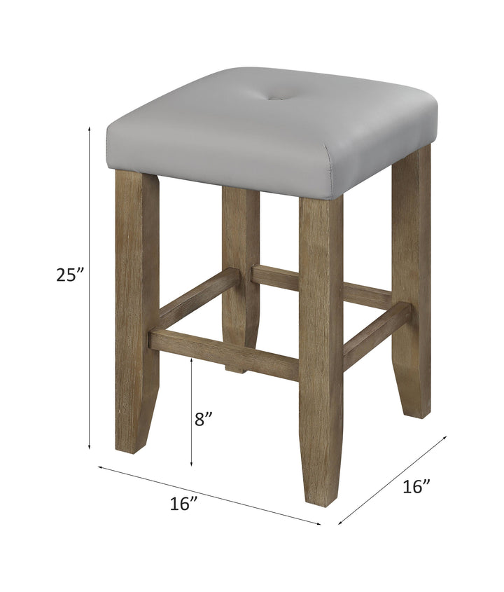 Charnell - Counter Height Stool Set of 2) - Gray Synthetic Leather & Oak