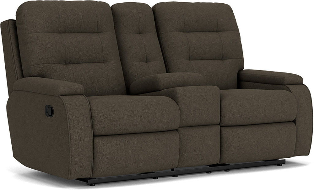 Kerrie Reclining Loveseat With Console Dark Brown