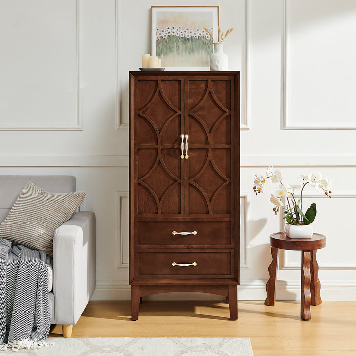 53.5-Inch Mid-Century Modern Kitchen Pantry Storage Cabinet in Walnut