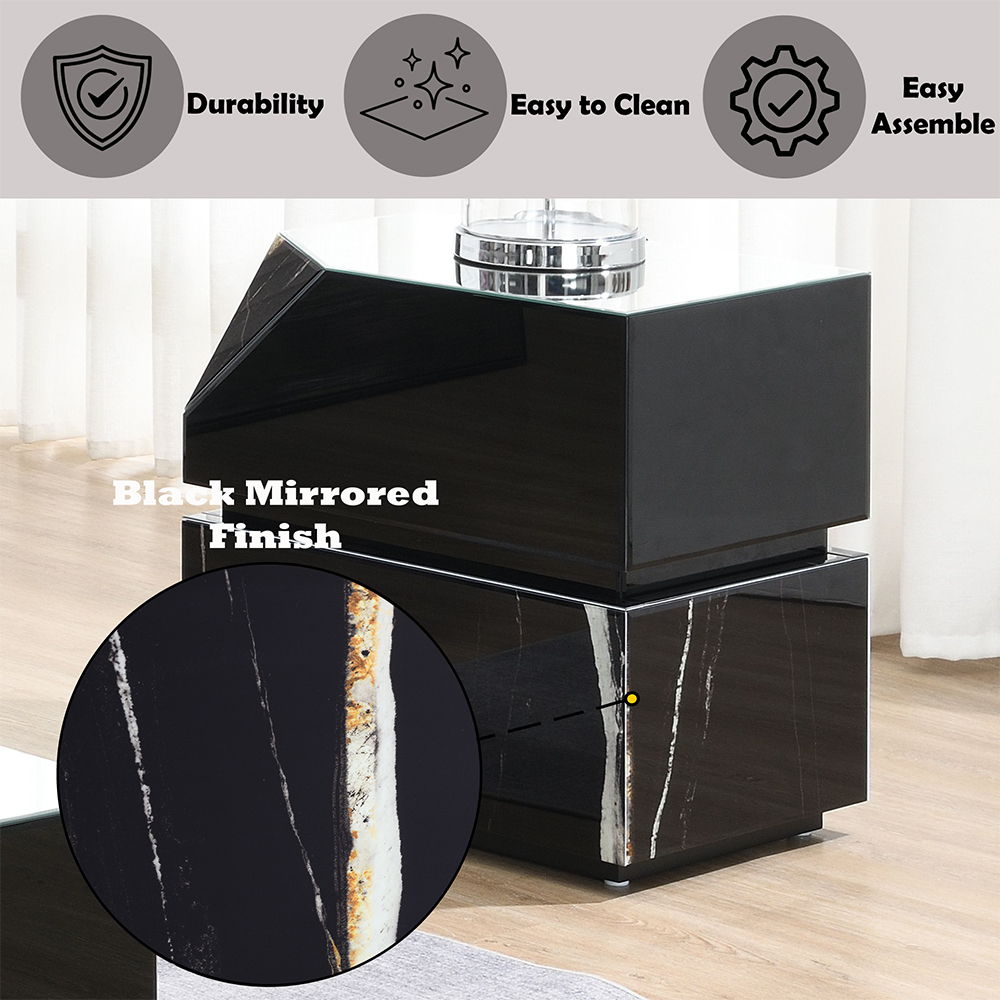 Drisana - End Table - Black Mirrored