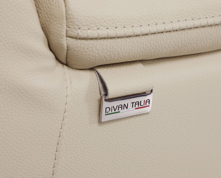 DivanItalia 9762 Top Grain Italian Leather Power Reclining Chair with Adjustable Headrests - Beige