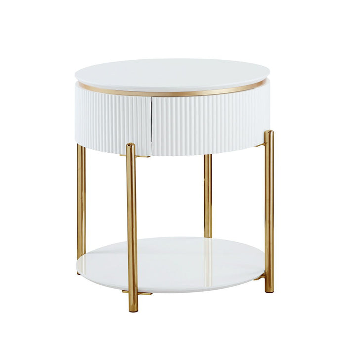 Daveigh - End Table - White High Gloss & Gold